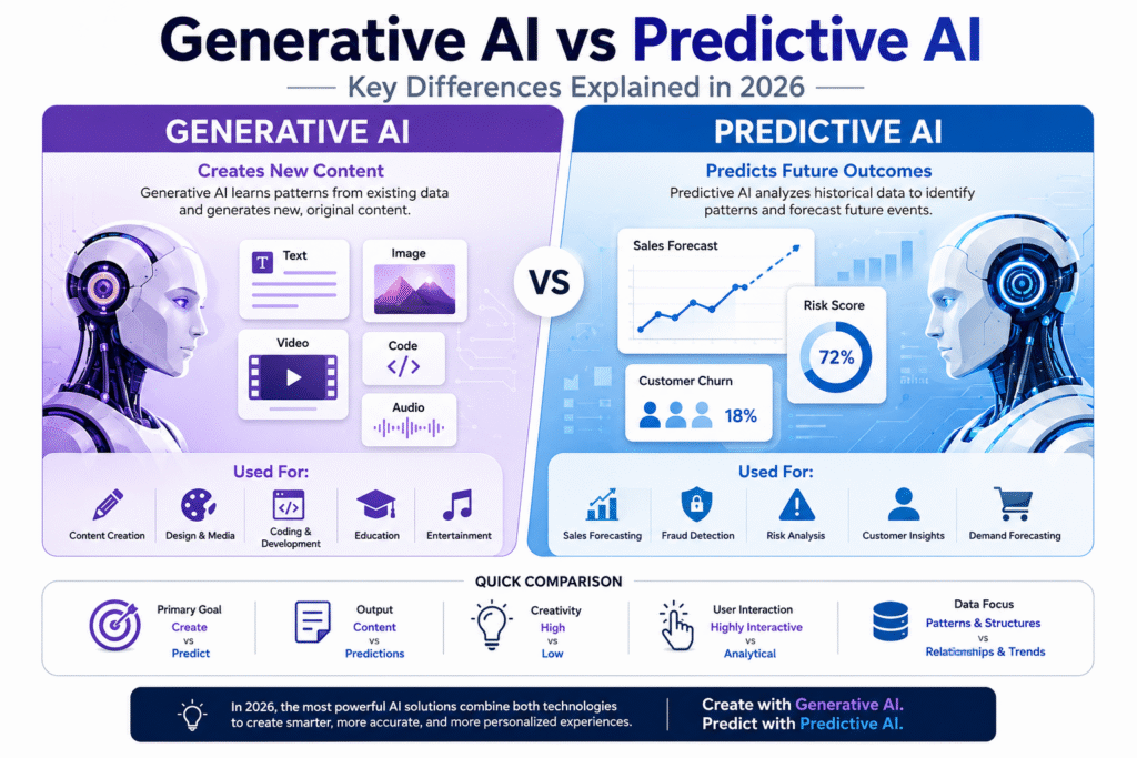 Generative AI vs Predictive AI Models in 2026: What’s the Difference?